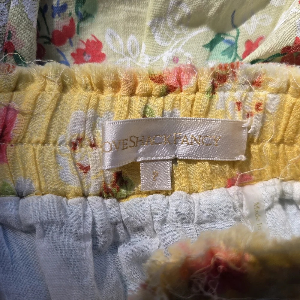 LoveShackFancy 100% Cotton Soleil Patchwork Floral Ruffle Skirt‎